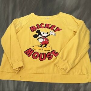 Mickey Mouse Yellow Sweatshirt Women Size L